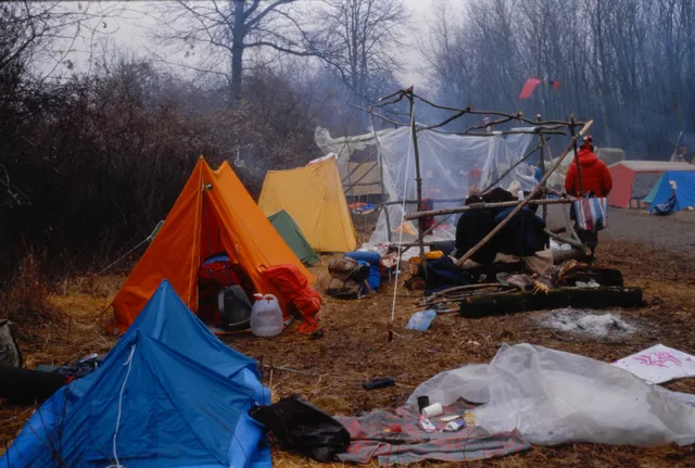 Zeltlager im Zuge der Besetzung der Stopfenreuther Au, 1984