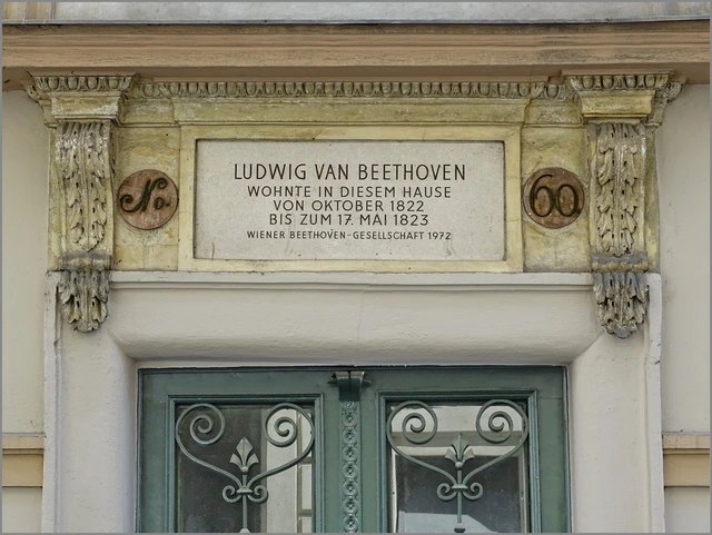 A memorial plaque dedicated to Beethoven on Laimgrubengasse, Vienna