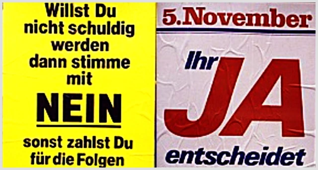 Plakate zur Abstimmung über das AKW Zwentendorf 1978.