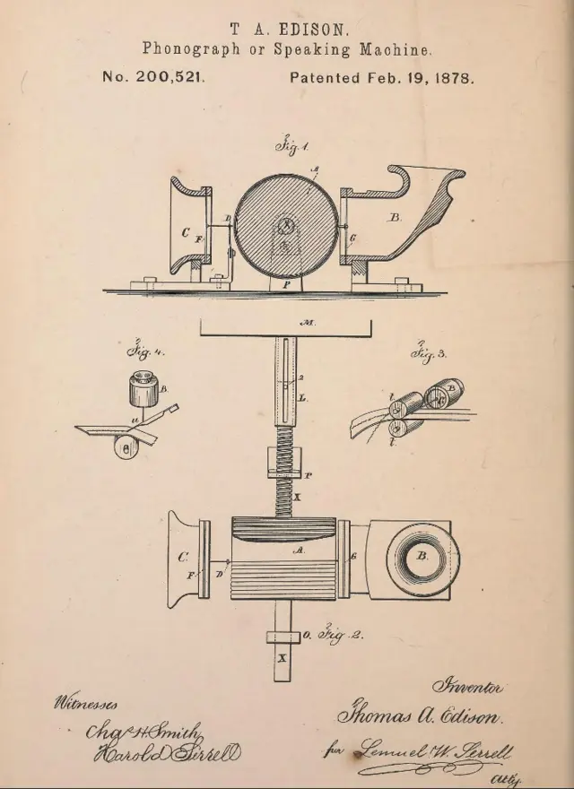 Edisons Patent für den Phonographen