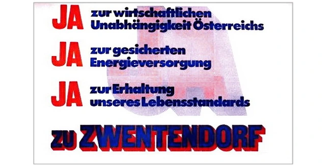 Plakat zur Abstimmung über das AKW Zwentendorf 1978.