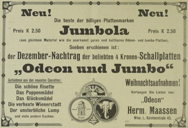 Inserat der Odeon (1910)