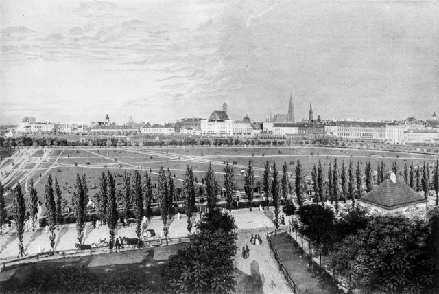 The city seen from the glacis in Josefstadt (1848)