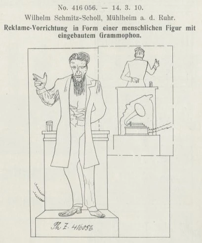 Skizze einer sprechenden Reklamefigur (1910)