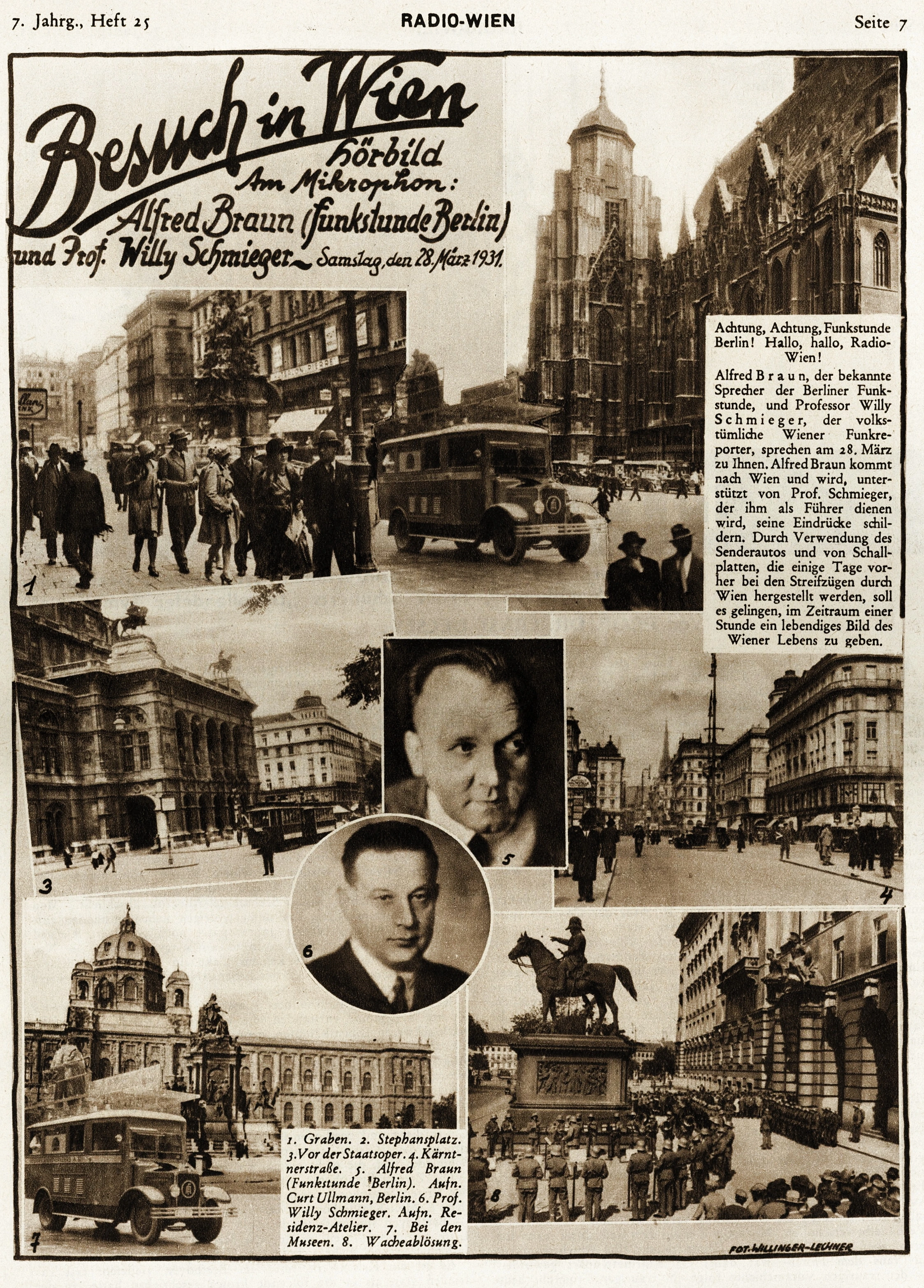 Artikel zur Reportage Besuch in Wien aus der Zeitschrift Radio Wien, 1931