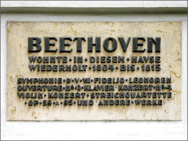 Beethoven memorial plaque at the Pasqualatihaus. Mölker Bastei, Vienna