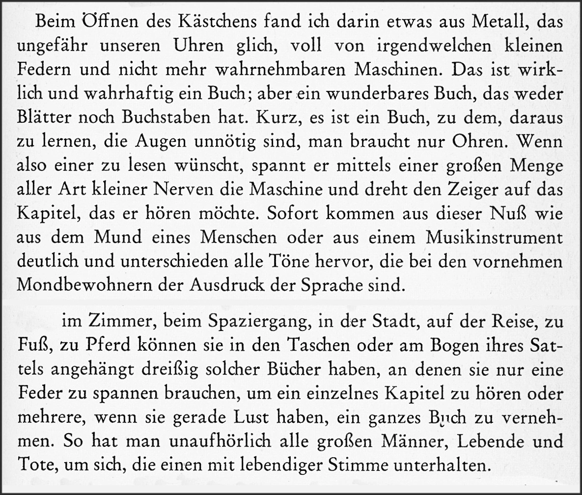 Text: Die Reise zu den Mondstaaten und Sonnenreichen, 1657, 1662