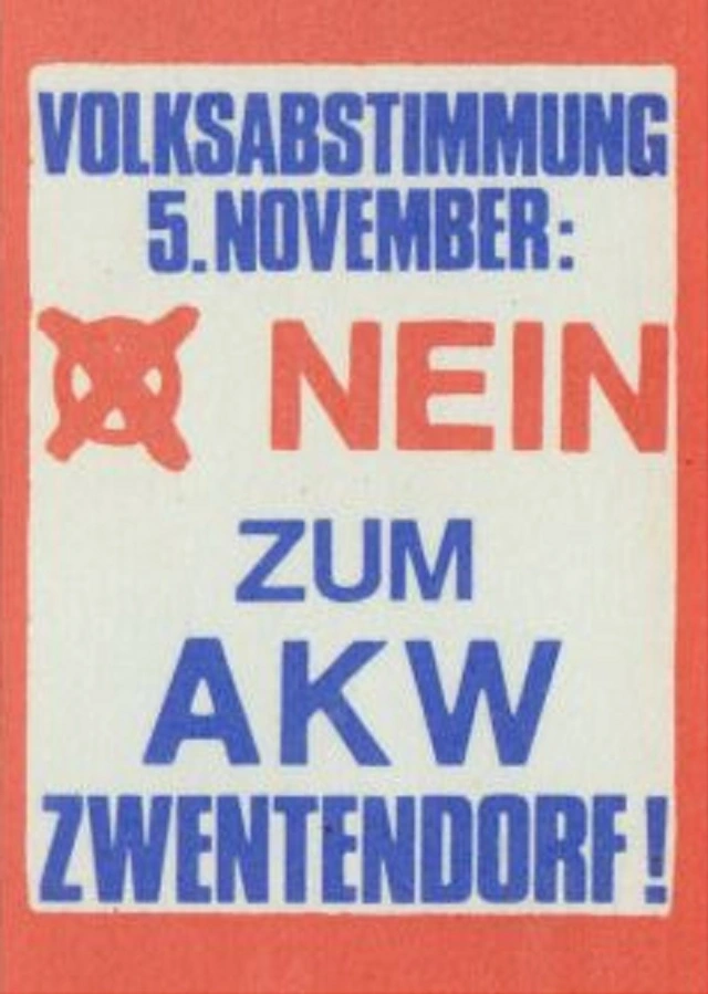 Plakat: "Volksabstimmung 5. November: Nein zum AKW Zwentendorf"