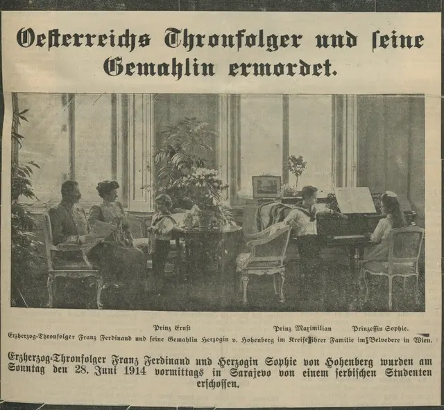 Titelblatt der Extraausgabe der St.Pöltner Zeitung vom 29. Juni 1914.