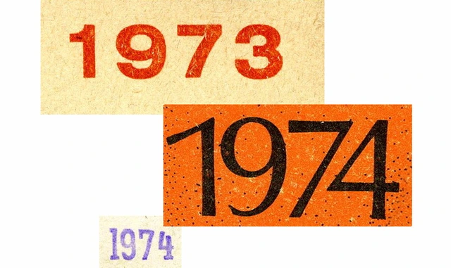 Jahreszahlen: 1973, 1974 und 1974 nochmals in verschiedenen Designs (Stempel,...)