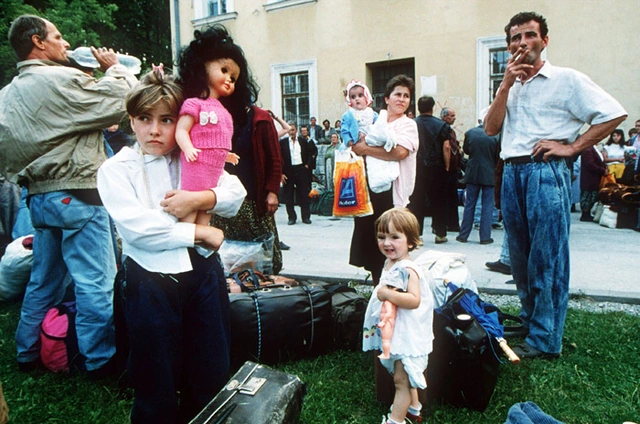 Bosnische Flüchtlinge in Travnik während des Kriegs in Bosnien-Herzegowina 1993