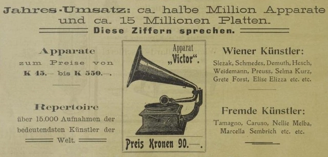 Inserat der Deutschen Grammophon-Gesellschaft mit Hinweis auf den Jahresumsatz (1905)