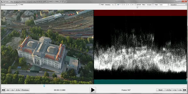 Waveformansicht QCTools: QCTools bieten diverse Filter an, die eine genaue Analyse ermöglichen