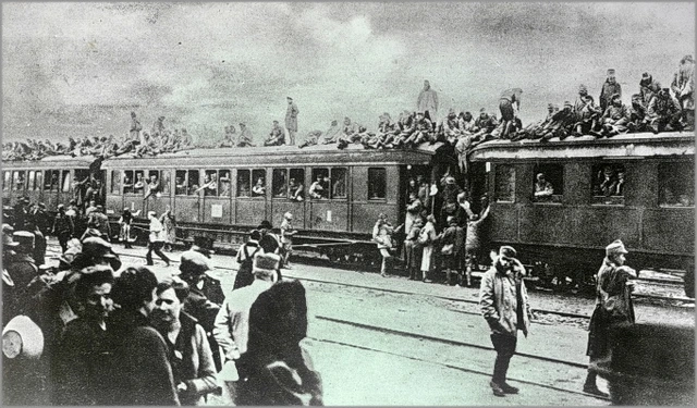 Soldaten auf der Heimreise.