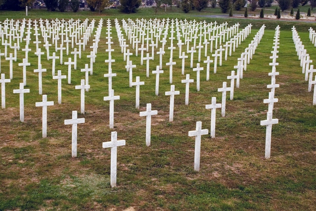 Gedenkstätte in Vukovar 938 Marmorkreuze zur Erinnerung an die Opfer des Kroatienkrieges