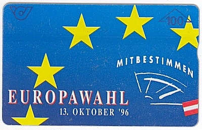 Telefonwertkarte der Post mit Aufschrift Europawahl 1996