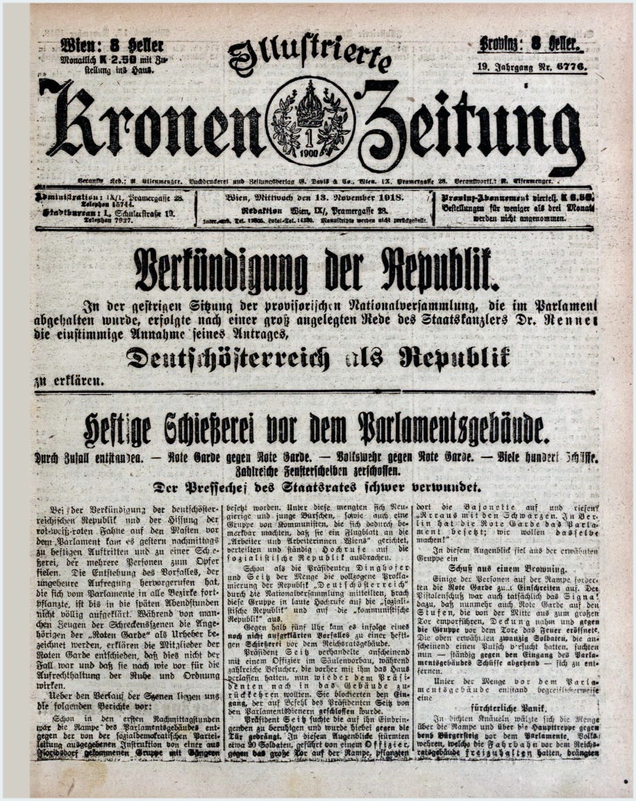 Illustrierte Kronen Zeitung, 13.listopadu 1918