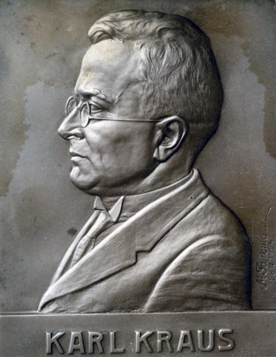 Karl Kraus - Portrait-Relief von Max (Mordechai) Farbmann.