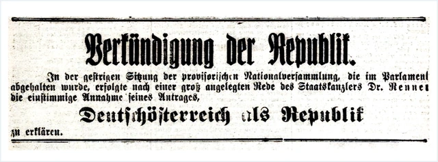 <p>Illustrierte Kronen Zeitung, 13.listopadu 1918</p>