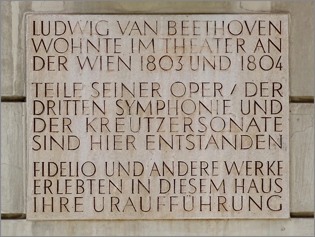 A memorial inscription to Beethoven on the wall of the Theater an der Wien