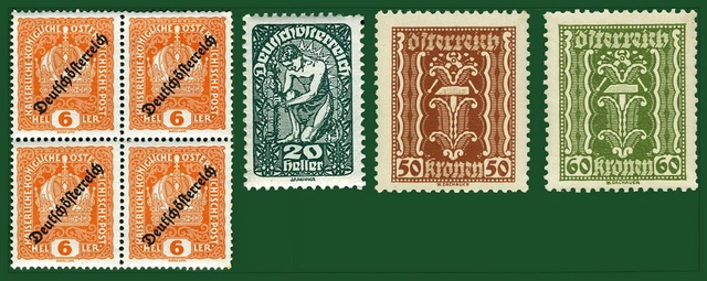 Briefmarken von Österreich-Ungarn zu Deutschösterreich und Österreich