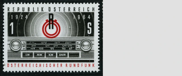 40 Jahre Rundfunk in Österreich - Briefmarke mit einer Art Autoradio. 1924-1964. 